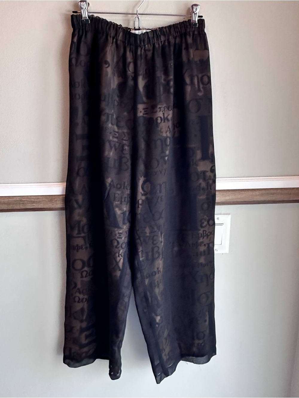 Vintage Nick Cave 100% Silk Pants Greek Letter All over Print